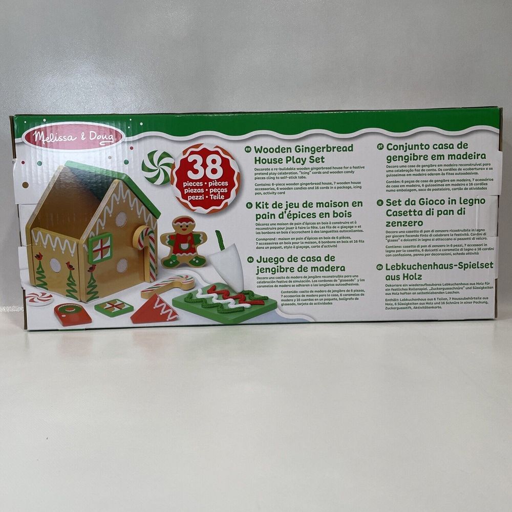 Melissa &‎ Doug Gingerbread House Wooden Play Set 38 Pieces Christmas New - Picture 6 of 7